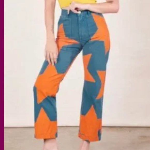 Big Bud Press Blue and Orange Star Wide Leg Pants - Picture 5 of 5